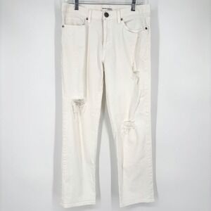 Banana Republic Boyfriend Distressed Jeans‎ Sz 27 White Straight Leg Mid Rise